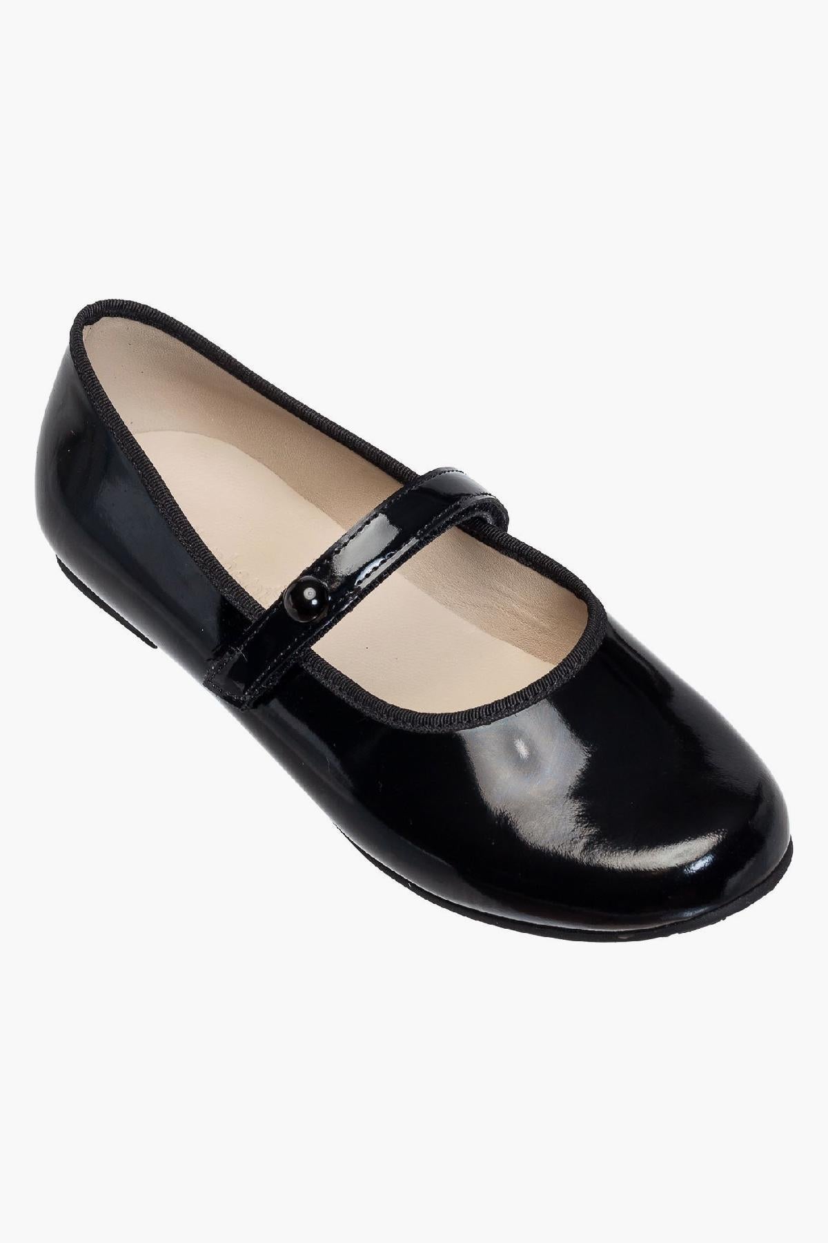Elephantito Girls Dress Shoes - Celina Flats with Ankle Strap - Patent Red