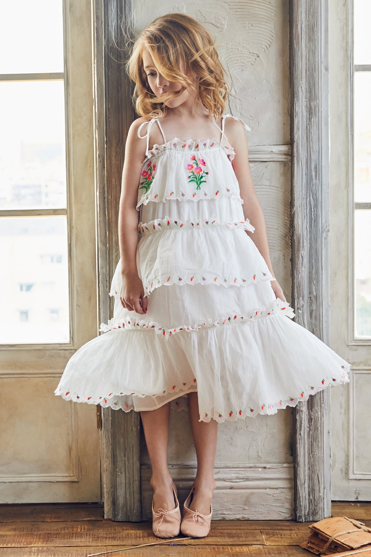 Girls Dress Nellystella Luna Bright White Mini Ruby