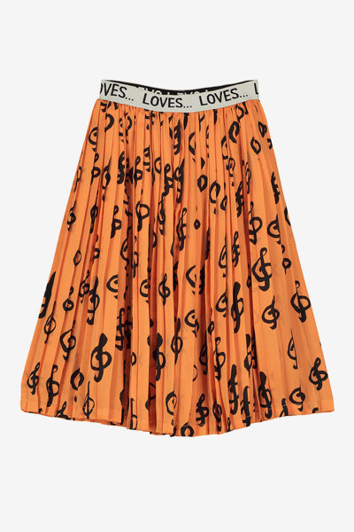 Beau Loves Pleated Music Skirt - Orange