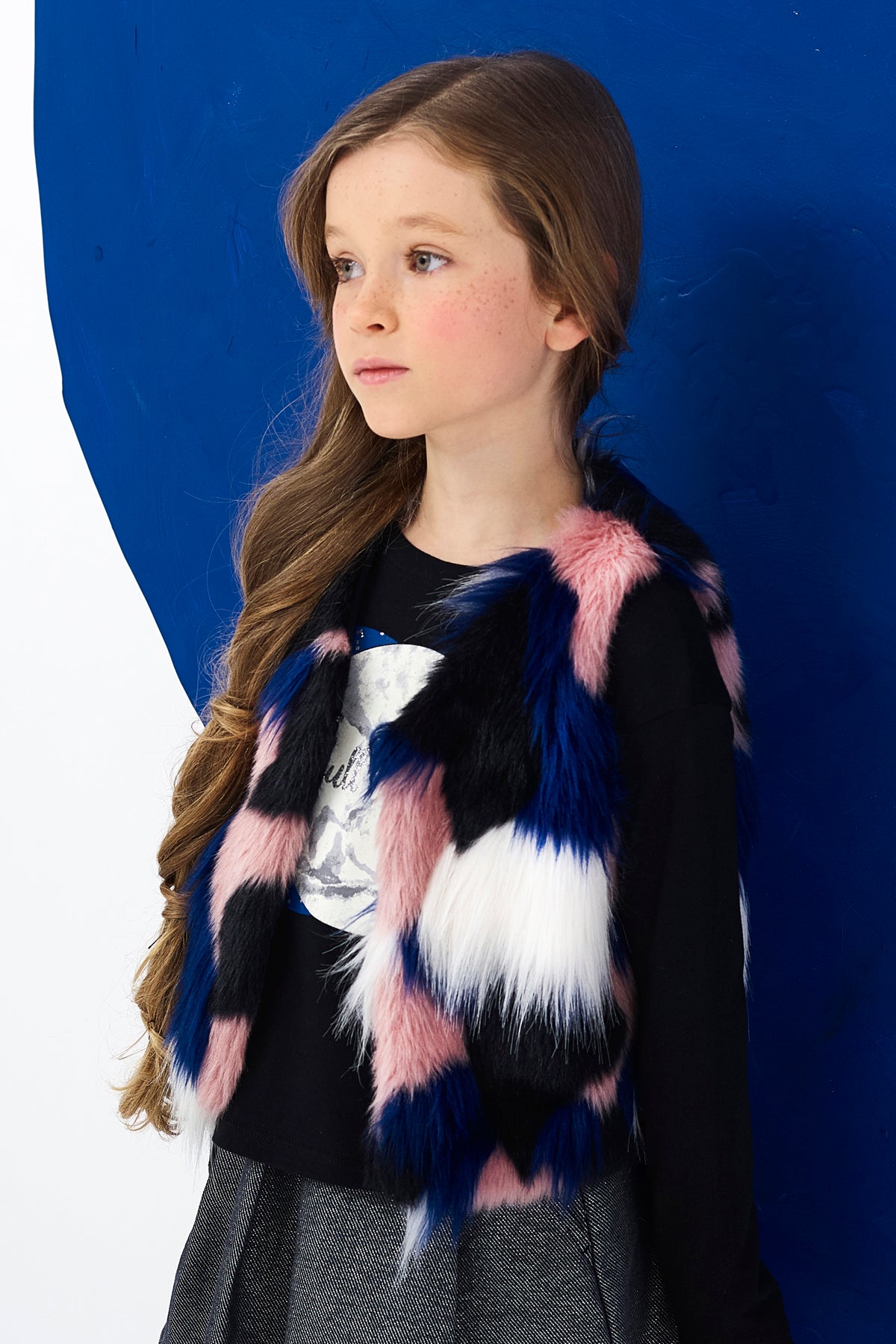 Faux fur hot sale vest multicolor