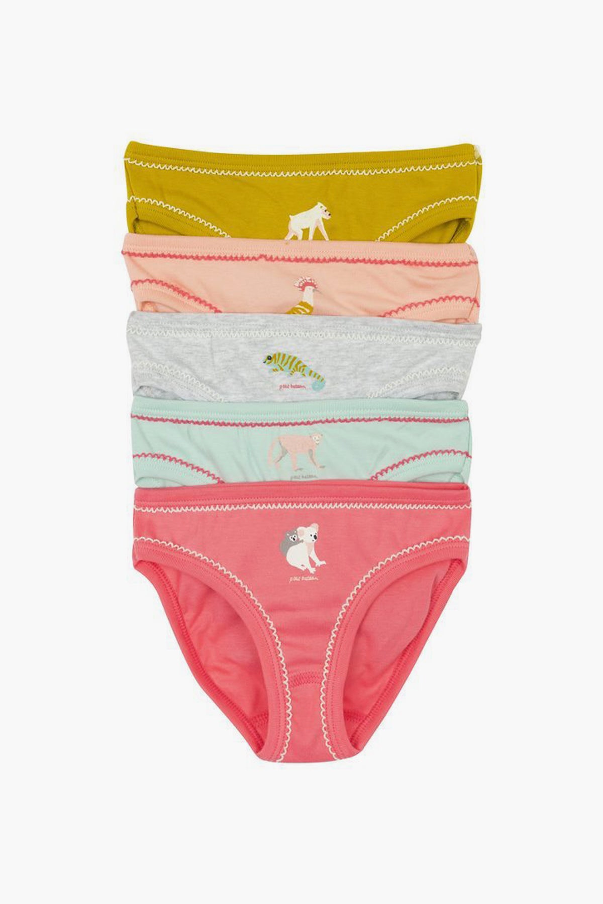 Petit Bateau 5-Pack Girls Underwear - Animals (Size 4 left)