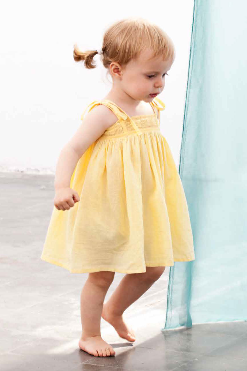 Tocoto Vintage Bambula Baby Girls Dress (Size 6M left) 6M / Yellow