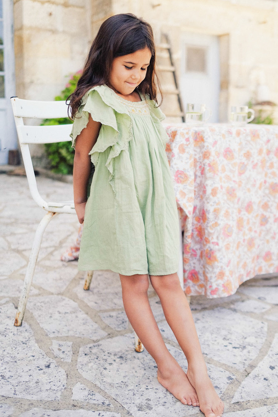 Baby girl olive top green dress