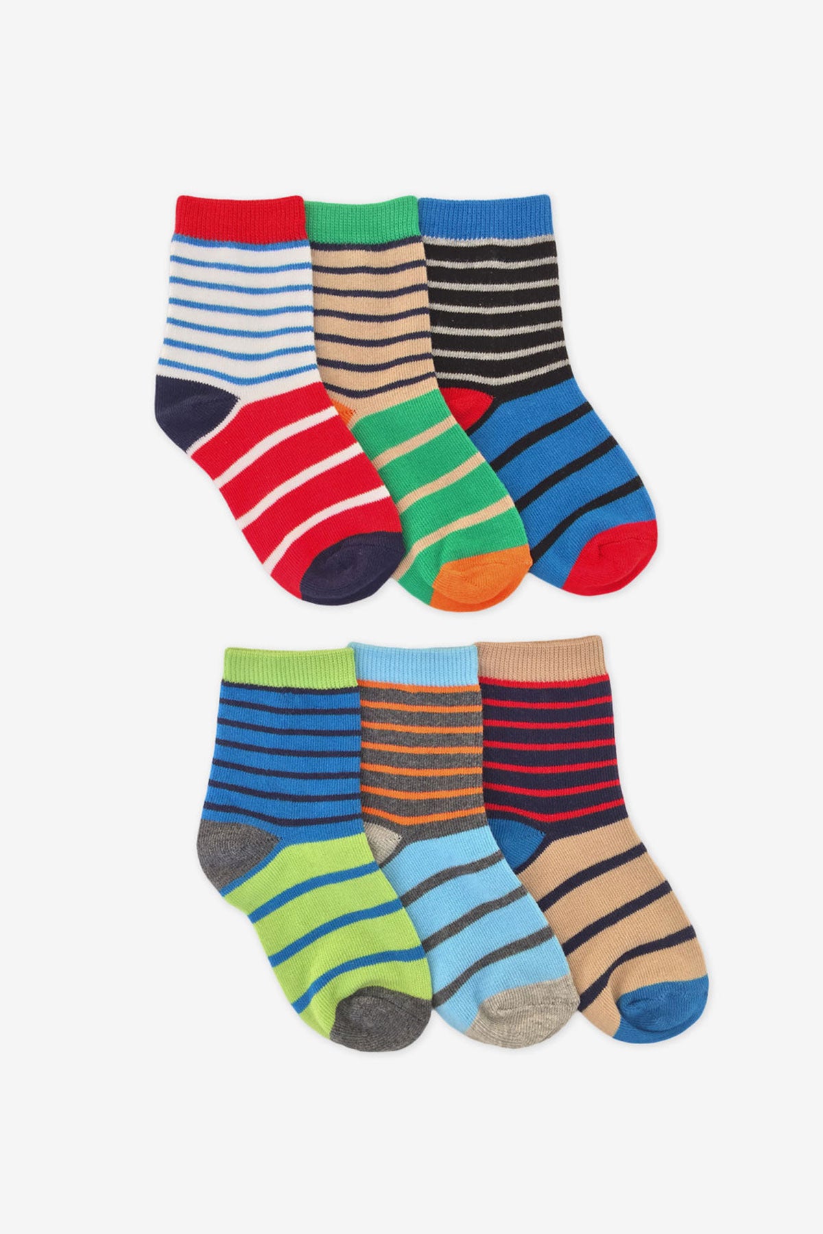 Jefferies Socks Multi-Stripe Crew Kids Socks 6-Pack – Mini Ruby