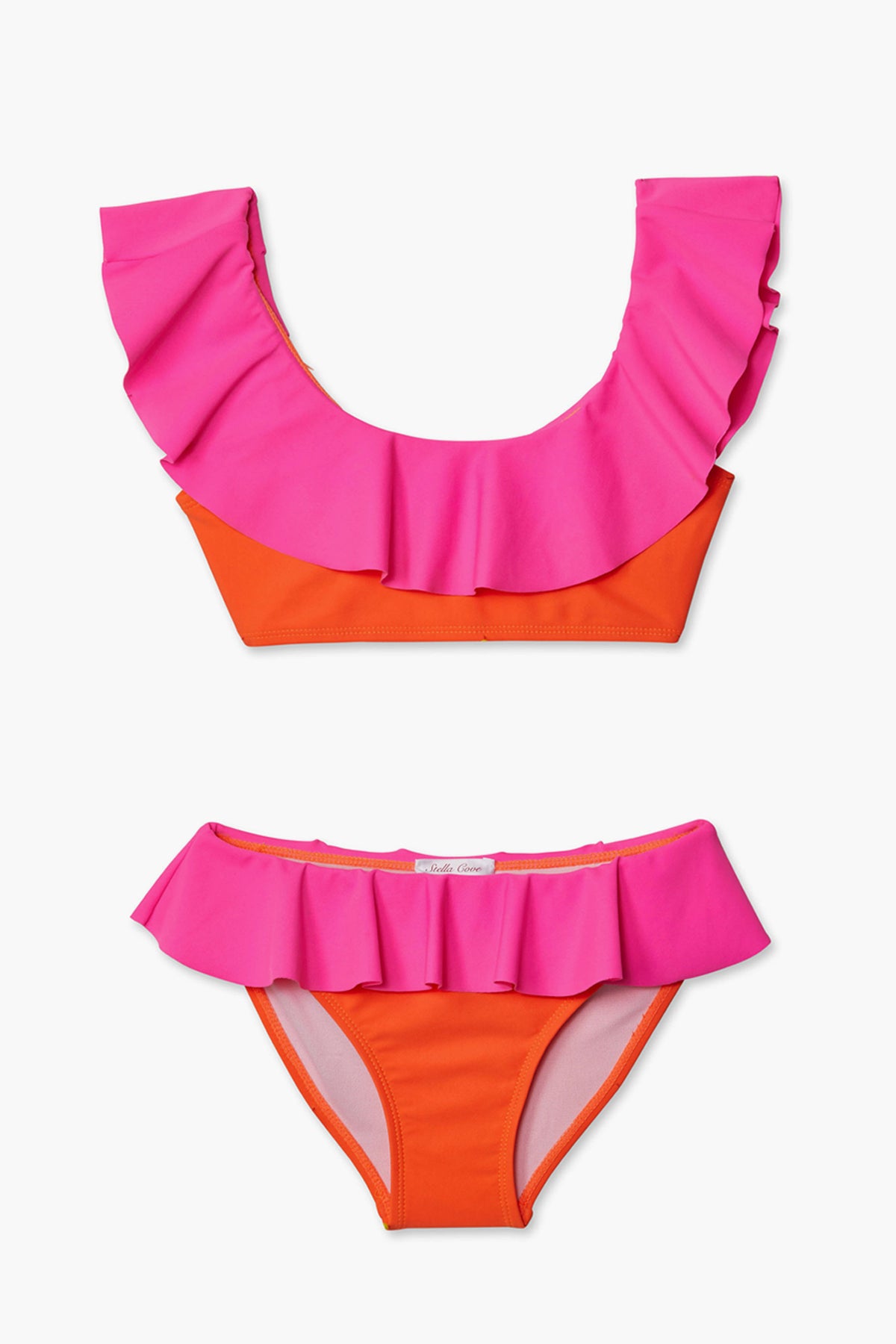 Girls Swimsuit Stella Cove Neon Pink and Orange – Mini Ruby