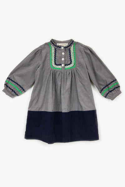 Peas and Queues Sparrow Girls Dress - Grey