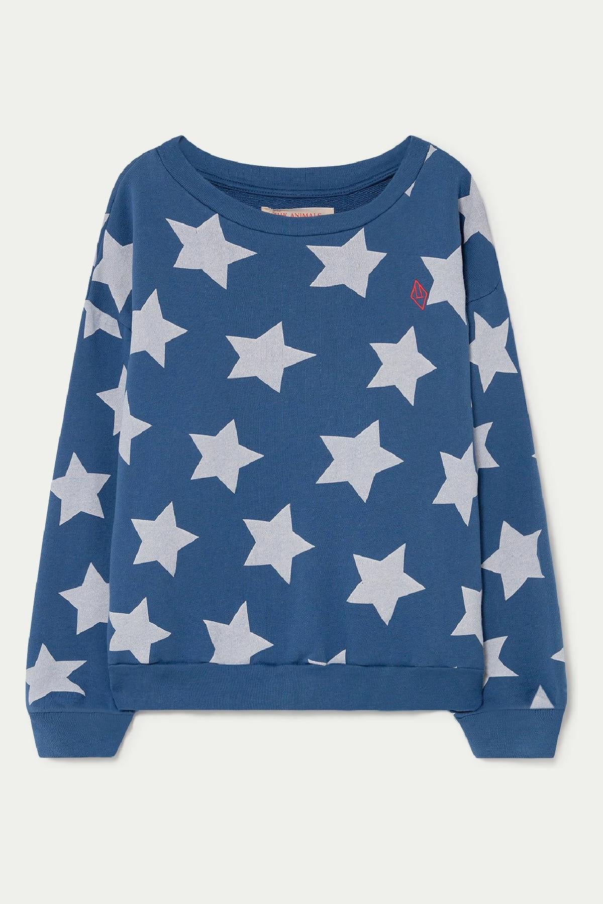 Blue sweatshirt with white stars clearance