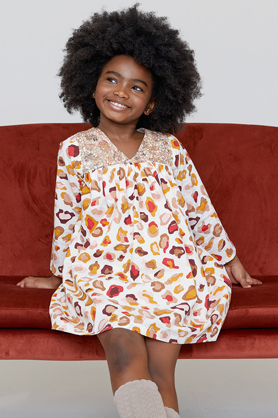 Pink Chicken Girls Dress Courtney Multi Leopard Size 12 left