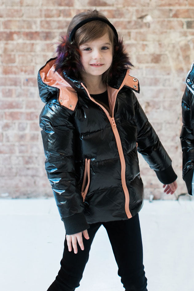 Girls shops black puffer