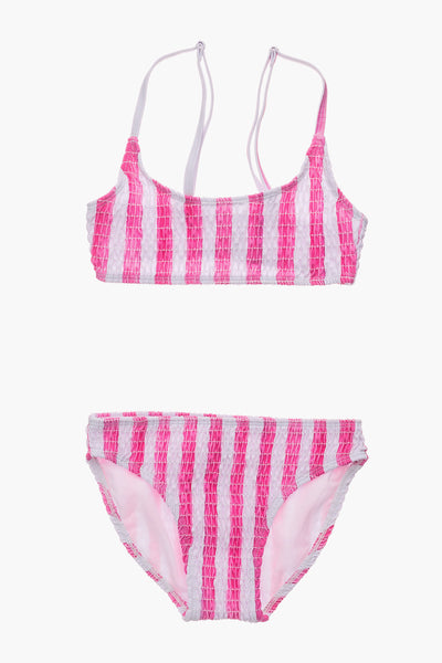 Girls Swimsuit Snapper Rock Fiesta Stripe Shirred Crop 