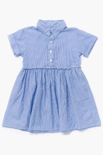 OMAMImini Fit & Flare Striped Shirt Dress - Blue