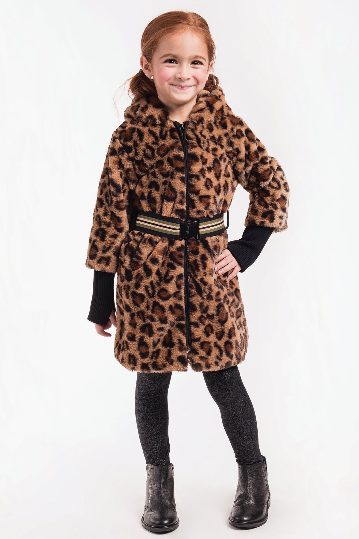 Imoga Girls Coat Leopard Mini Ruby