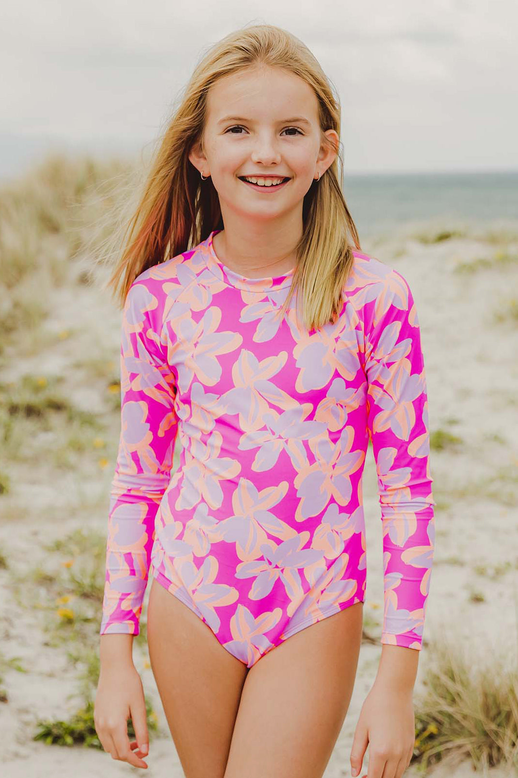 Girls Swim Snapper Rock Hibiscus Hype Surf Suit Mini Ruby