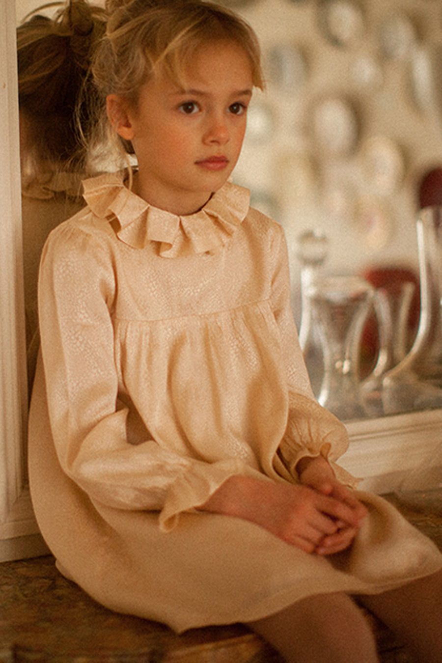 Girls Dress Louis Louise Jacqueline 10 / Champagne at Mini Ruby Contemporary Childrenswear