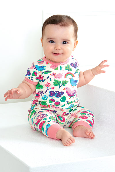 Hatley Rainbow Park Organic Cotton Baby Short Sleeve Pajama Set