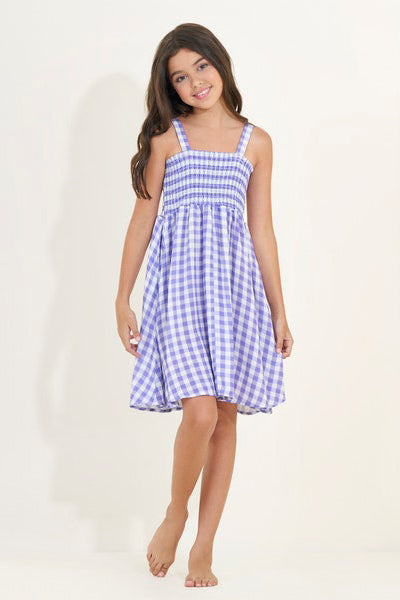 Maaji Gingham Bouquet Girls Short Dress 16 / Purple