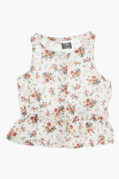 Tocoto Vintage Sleeveless Floral Girls Top