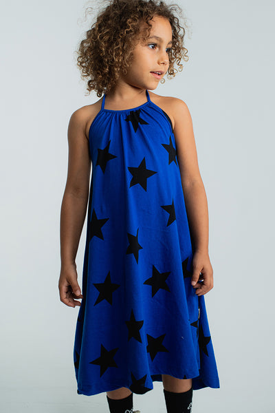 Girls Dress Nununu Star Collar Blue