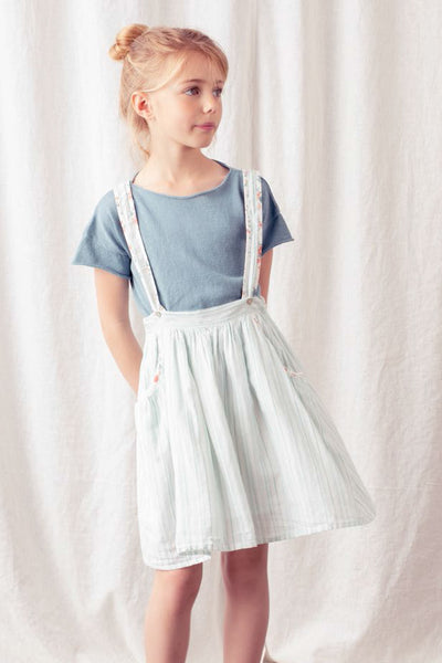 Tocoto Vintage Stripe And Floral Suspender Girls Skirt