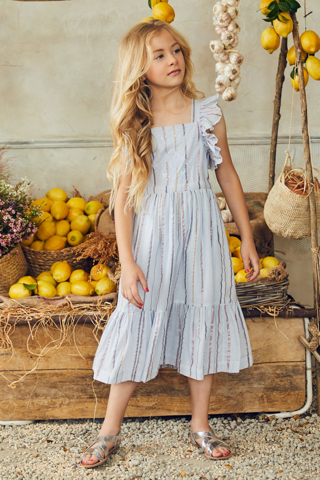 Nellystella Elina Dress - Blue Lurex Stripe