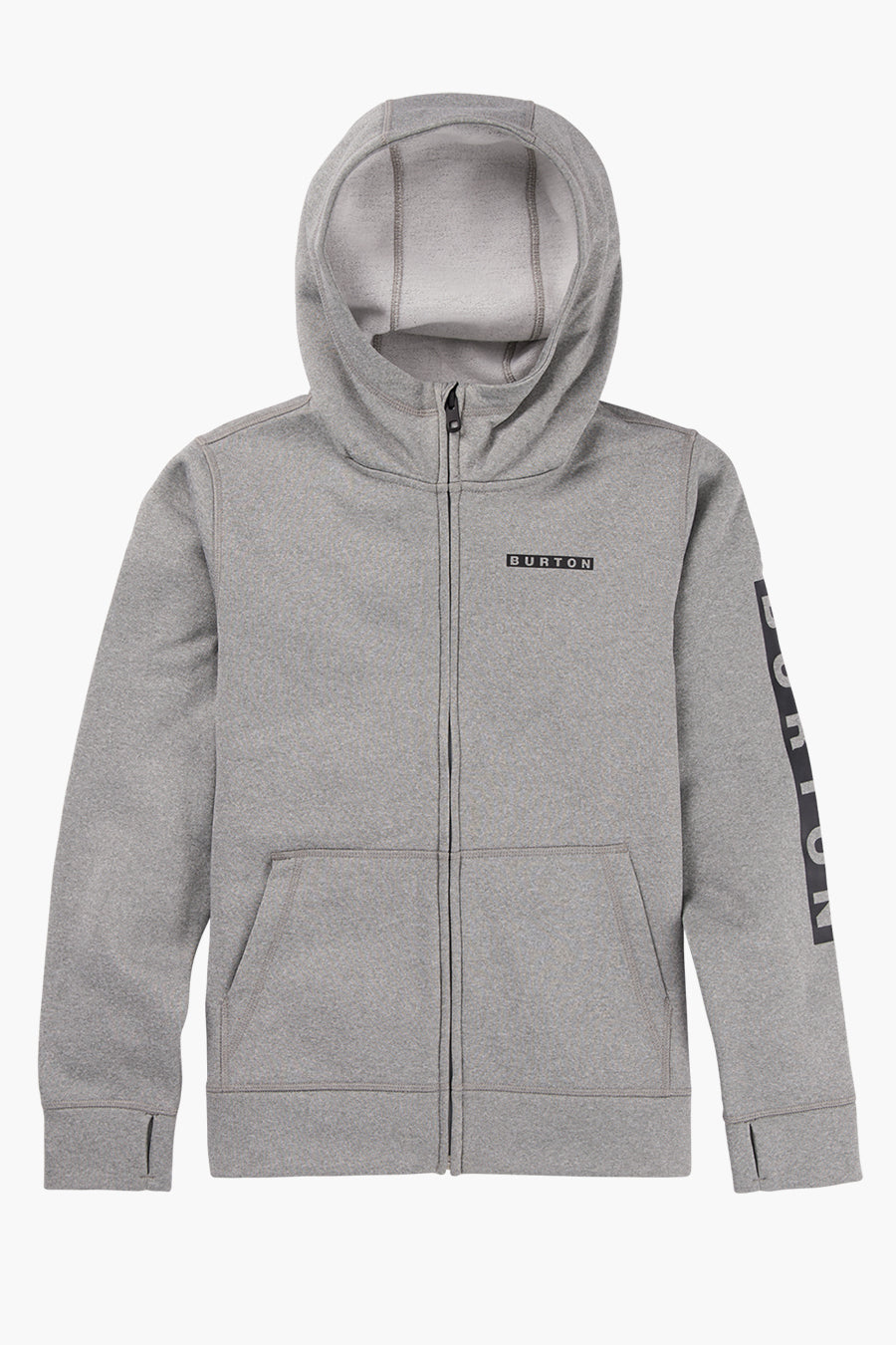 Burton Kids' Oak Full-Zip Hoodie, Gray Heather, XL