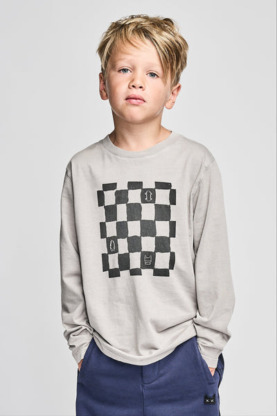Boys T-Shirt Munster Kids Checkplay Mineral Lt Grey