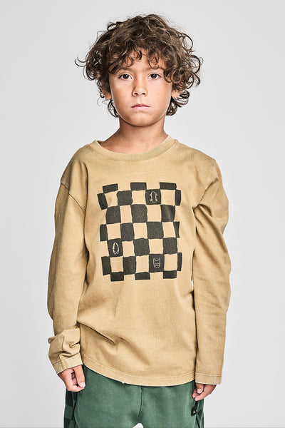 Boys T-Shirt Munster Kids Checkplay Mineral Tan