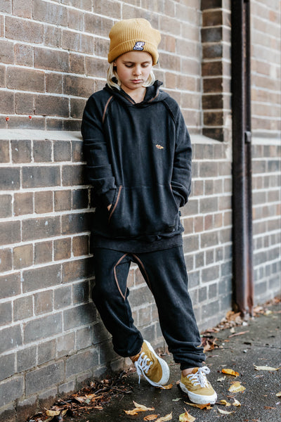 Boys Pants Munster Kids Stitched Up Washed Black