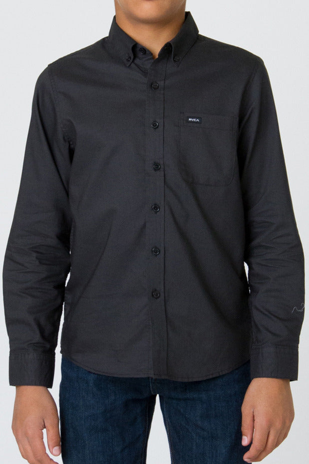 RVCA That'll Do Oxford Longsleeve - Pirate Black