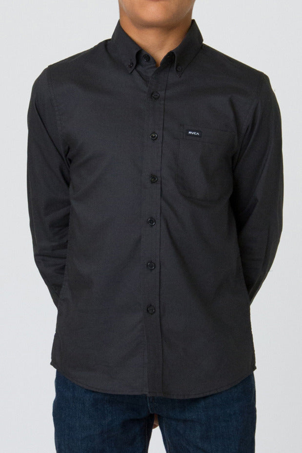 RVCA That'll Do Oxford Longsleeve - Pirate Black