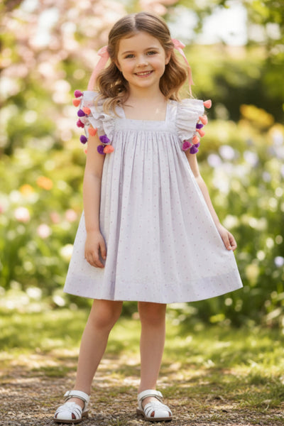 Girls Dress Nellystella Chloe - Dove Embroidery