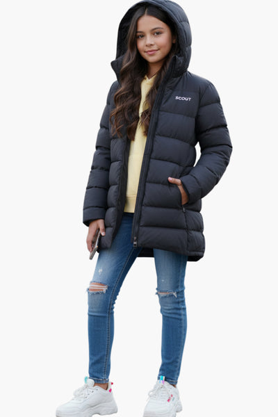 girls black puffy down coat