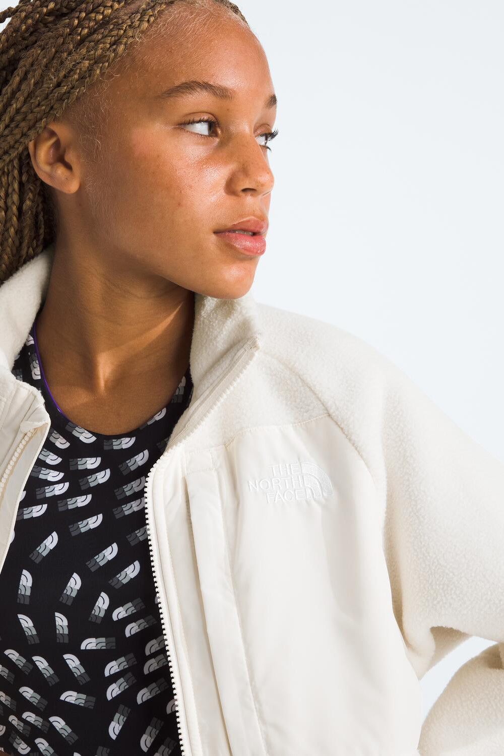 North face white fleece jacket sales