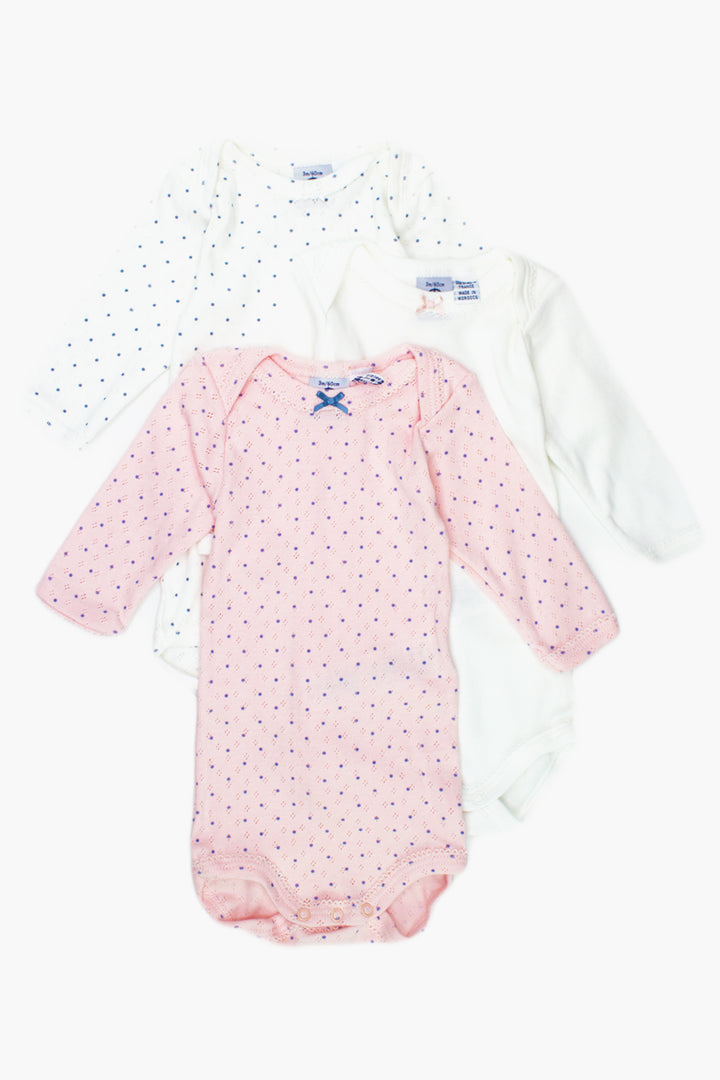 Petit Bateau 3-Pack Long-Sleeve Baby Onesies - Pink