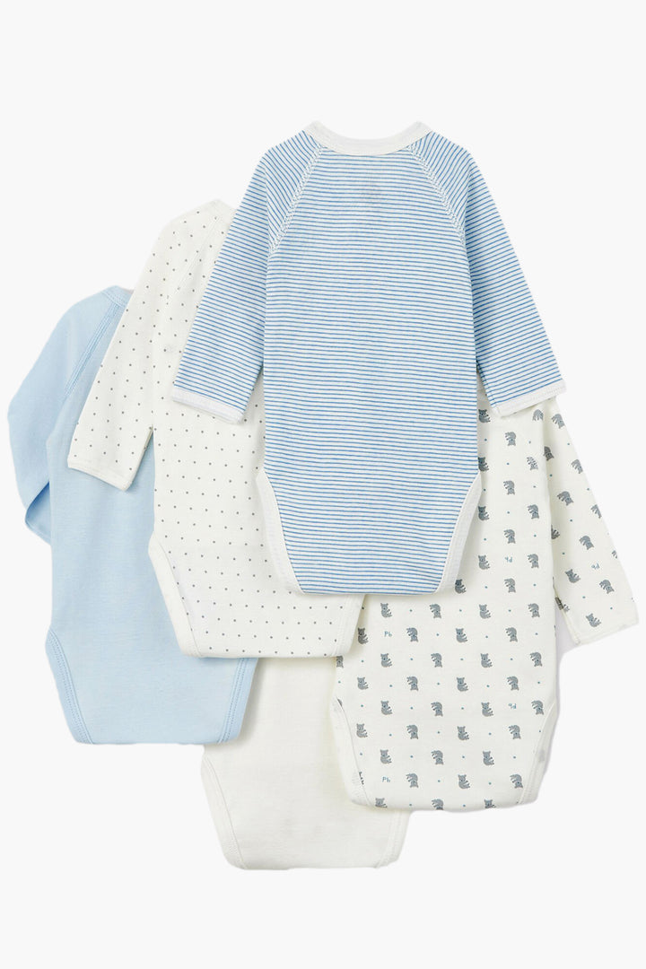 Baby Onesie Petit Bateau 5-Pack Kimono - Blue