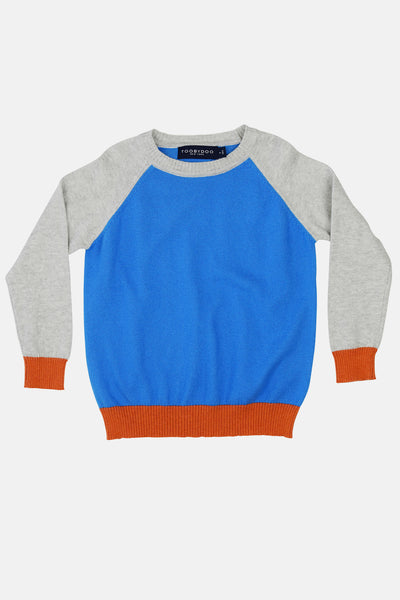 Toobydoo Boys Baseball Sweater - Blue/Grey