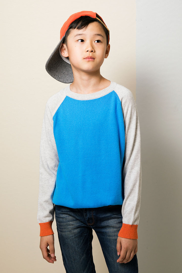 Toobydoo Boys Baseball Sweater - Blue/Grey