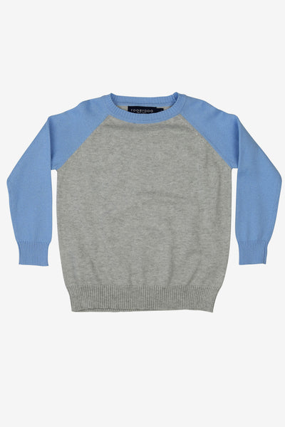 Toobydoo Boys Baseball Sweater - Grey/Light Blue
