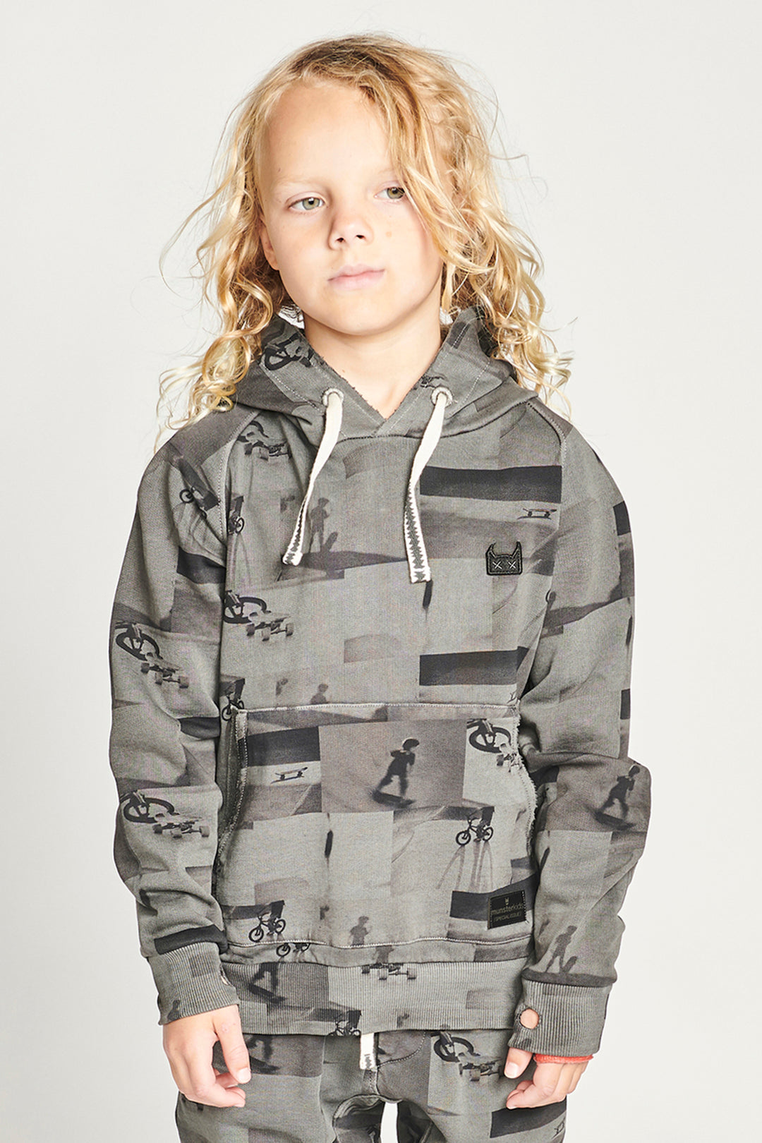 Munster Kids Green Hills Boys Hoodie Sweatshirt Washed Charcoal