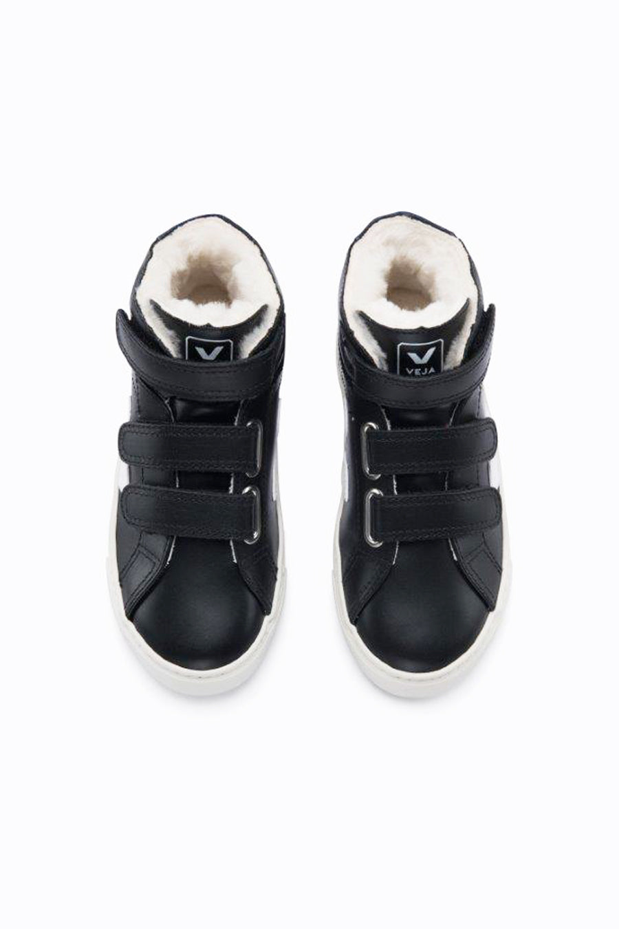 Veja Esplar Shearling High Top Kids Shoes Black White Cobalt
