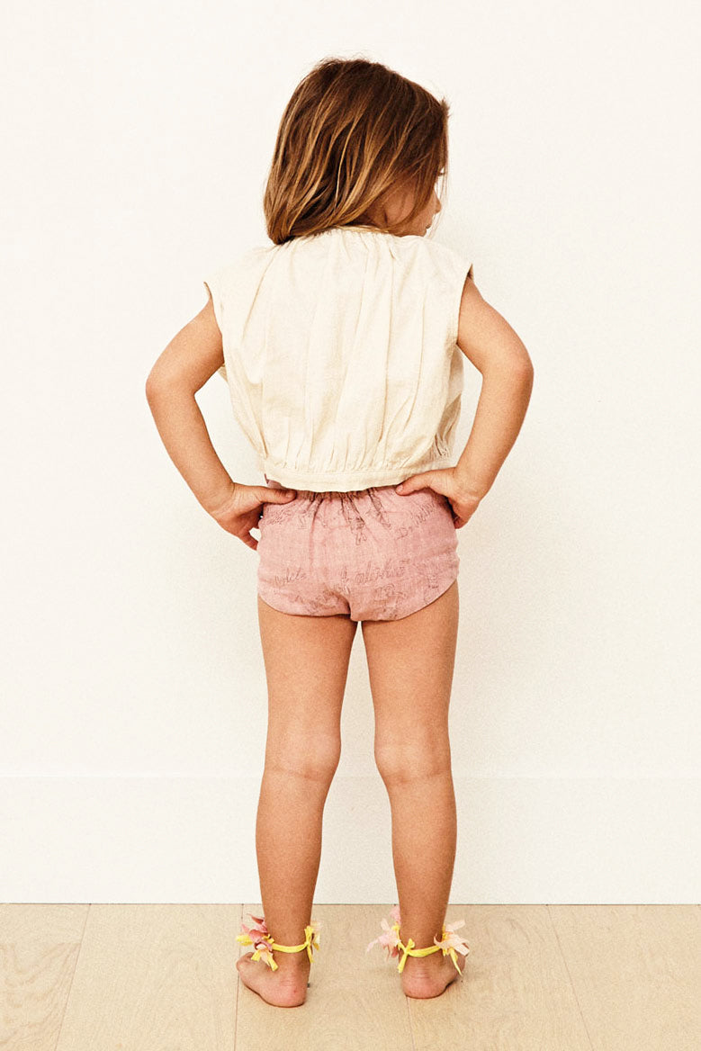 Yellow Pelota Mix Buttons Blouse - Natural