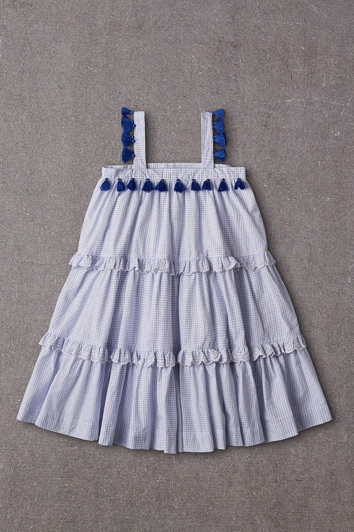 Nellystella Paige Girls Dress - Small Blue Checks – Mini Ruby
