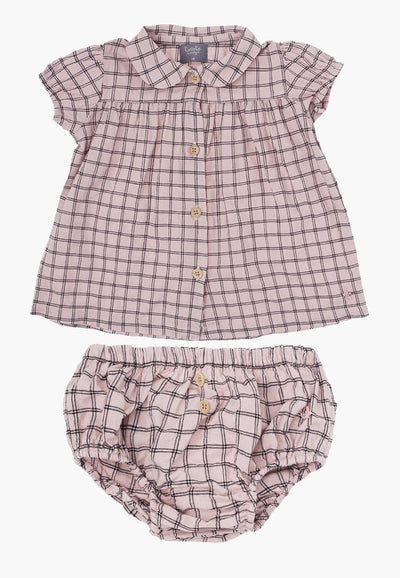 Products Baby Girl Dress Tocoto Vintage Check Set Pink