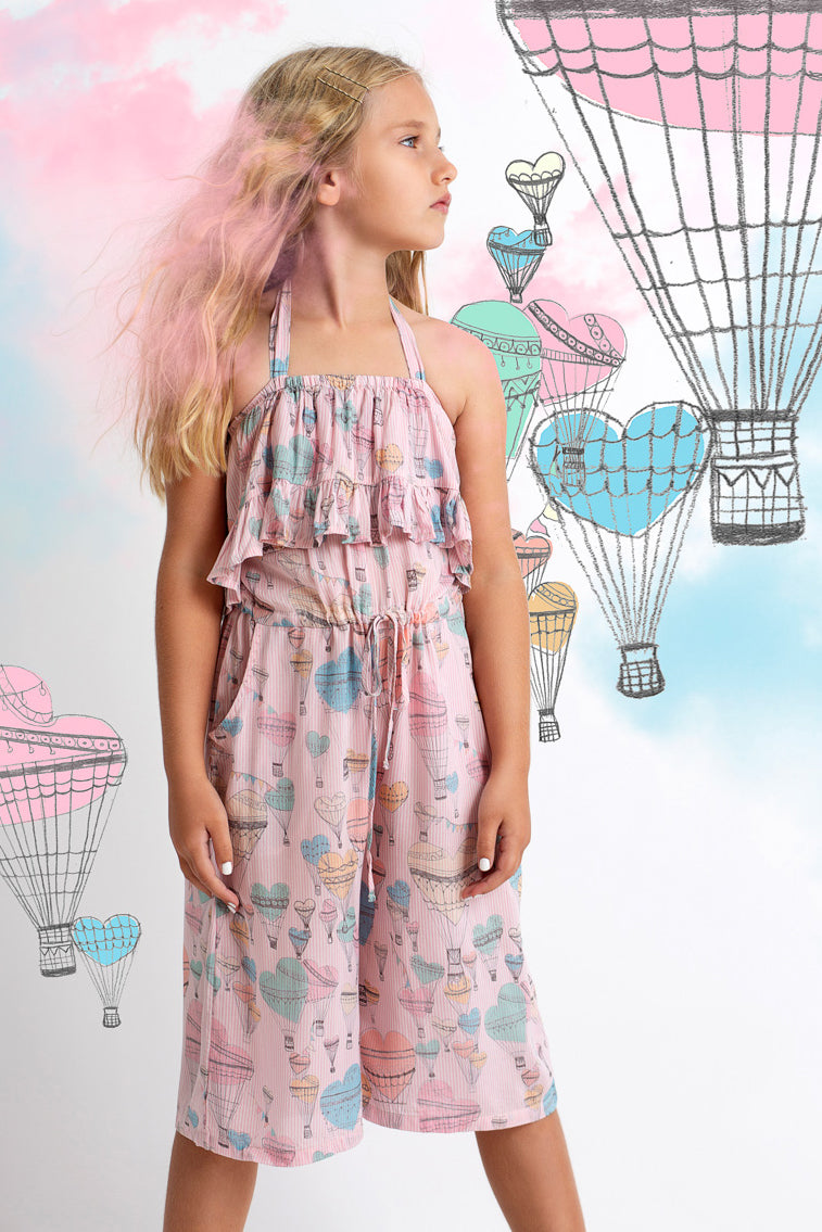 Paper Wings Heart Balloons Romper
