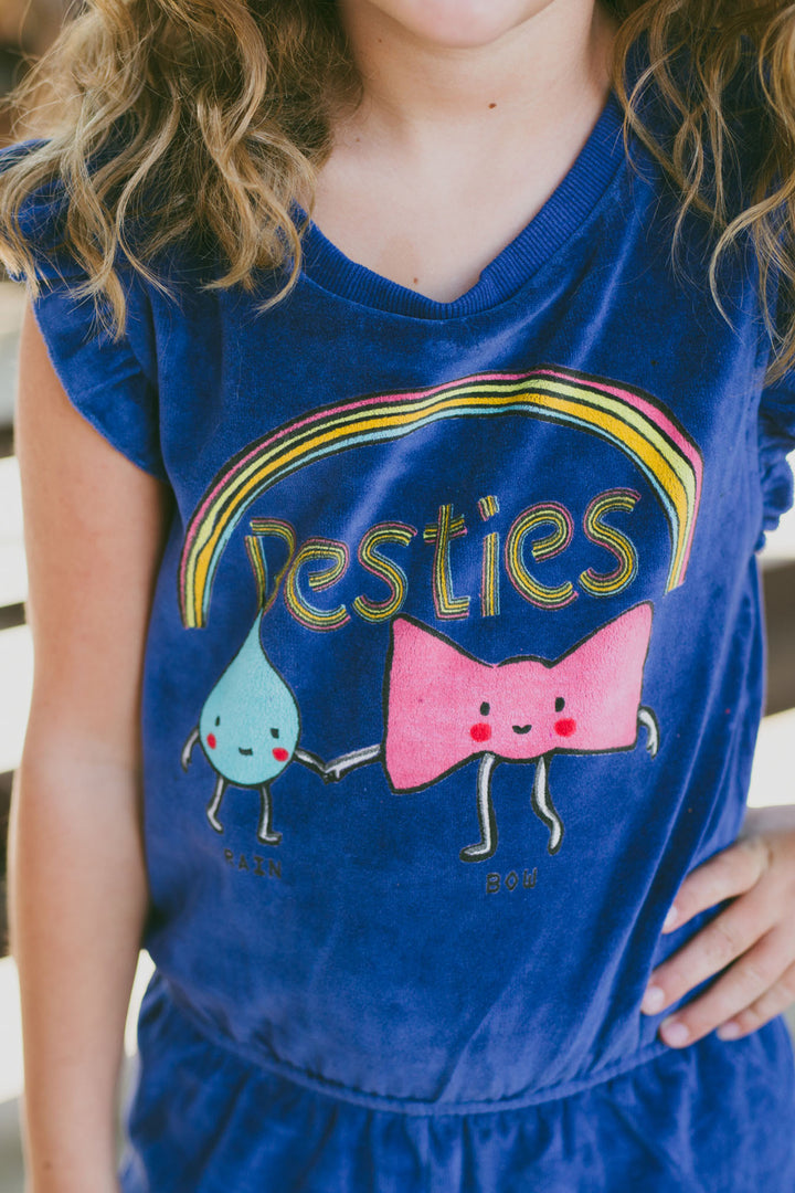 Mini Shatsu Rainbow Besties Velour Girl Romper