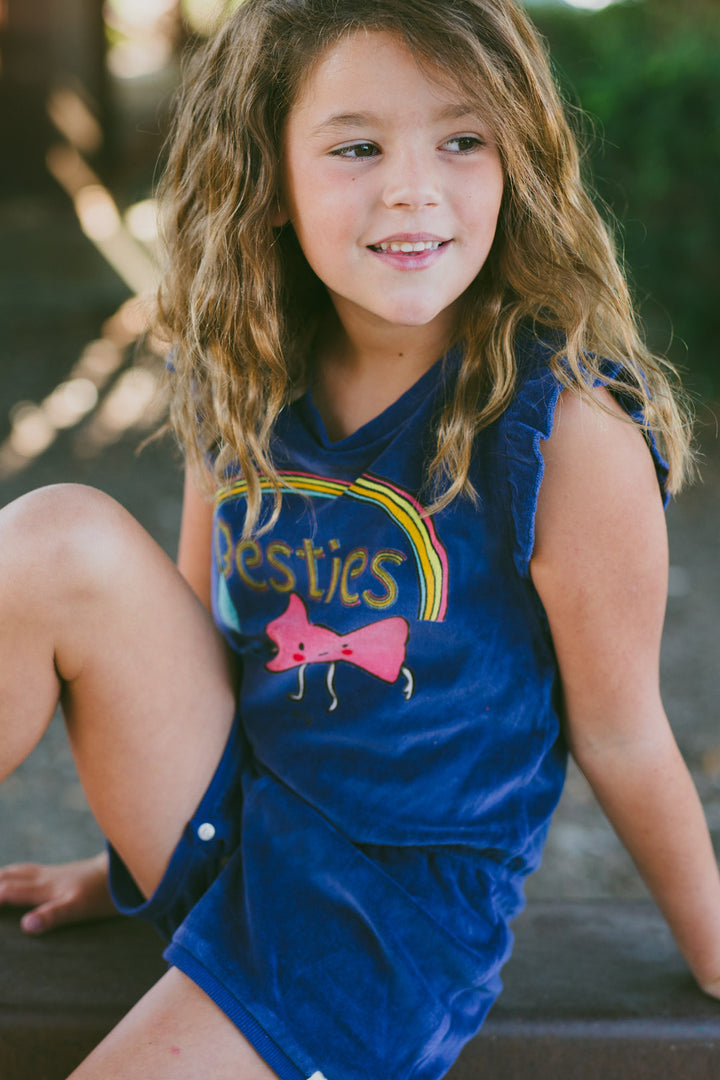 Mini Shatsu Rainbow Besties Velour Girl Romper
