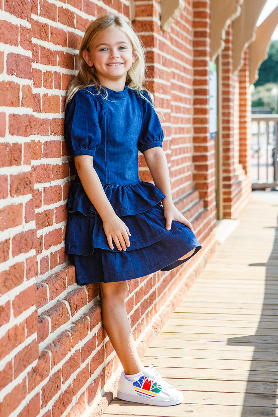 Habitual Denim Dress Habitual Girls Light Blue Puff Sleeves Fit