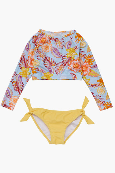 Kids Swimsuit Snapper Rock Boho Tropical Crop Set