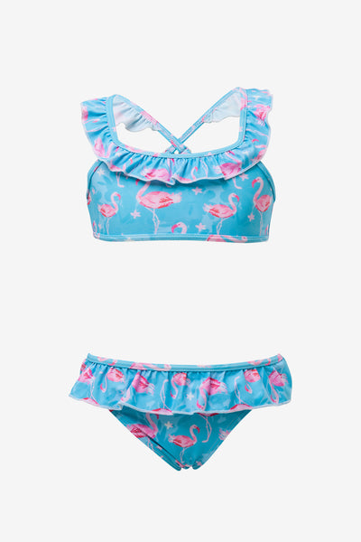 Kids Swimsuit Snapper Rock Blue Flamingo 