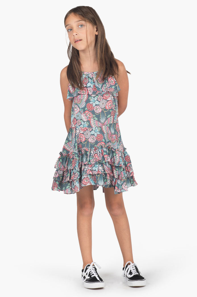 Paper Wings Spring Flowers Girls Dress – Mini Ruby